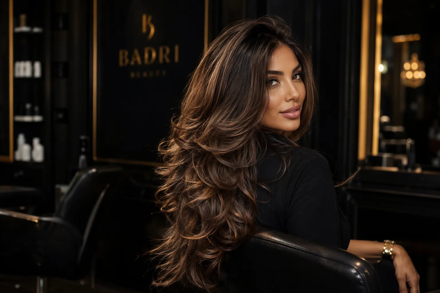 Coiffure élégante sous lumière dorée